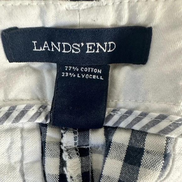 Lands End Gingham Pant Womens Navy White Straight Leg Size 10 - Picture 6 of 8